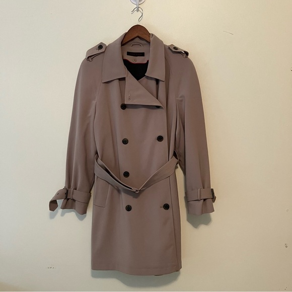 VTG Anne Klein Tan Trench Coat Detachable Lining Belt Size 14 Classic Preppy - Picture 1 of 15